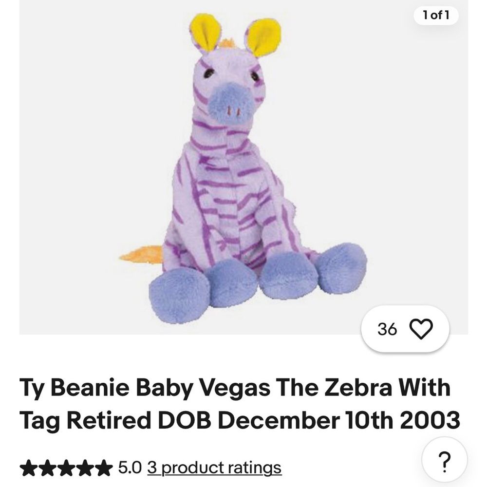 Colorful Zebra Plush Toy Birthday December 10th 2003